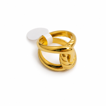 Stainless steel ring with two interlocking bands