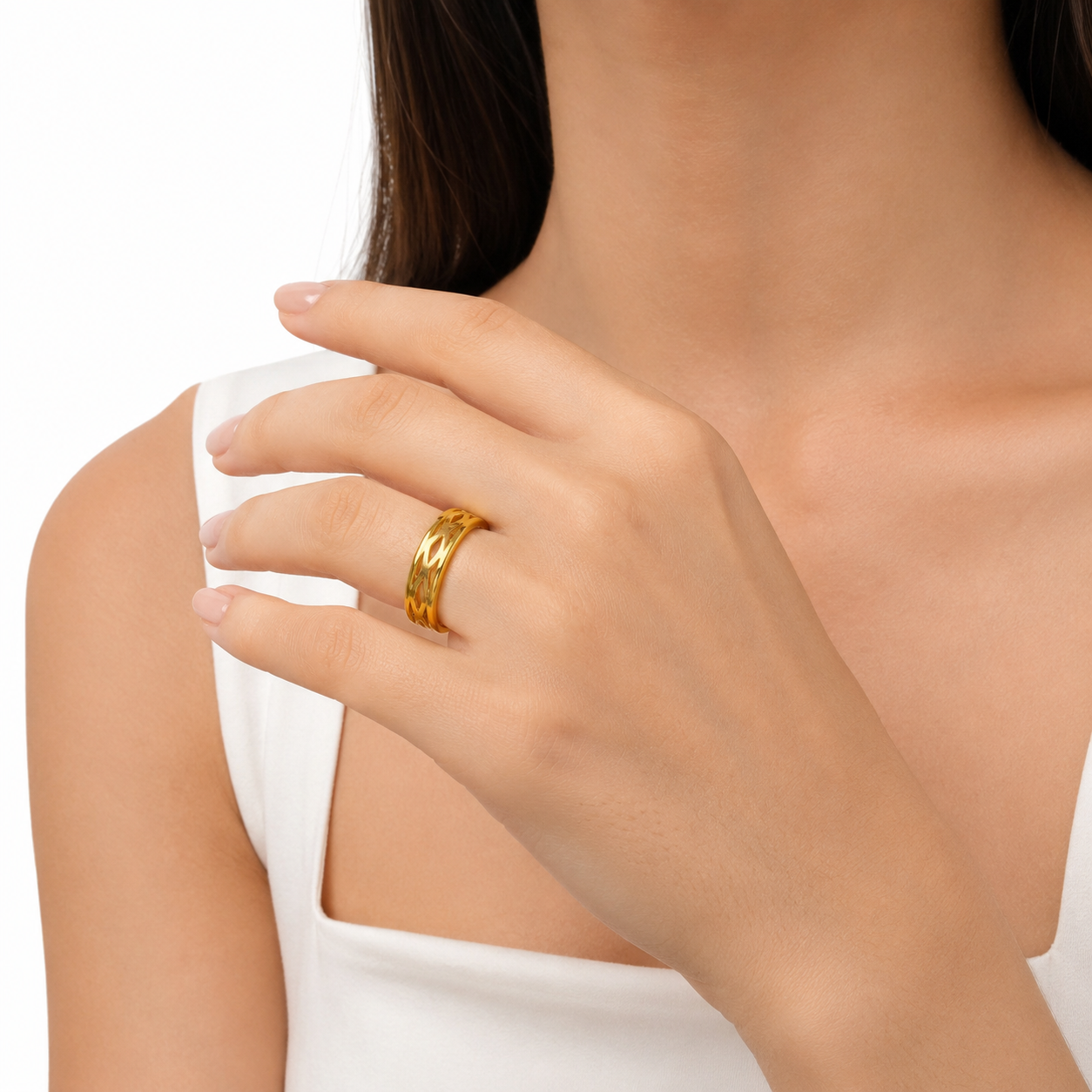 101472. Stainless steel ring empty Bombay – thin