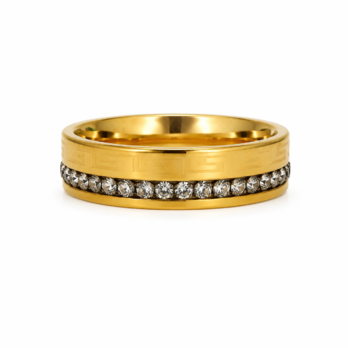 Stainless steel ring Versace band with rhinestones – thin