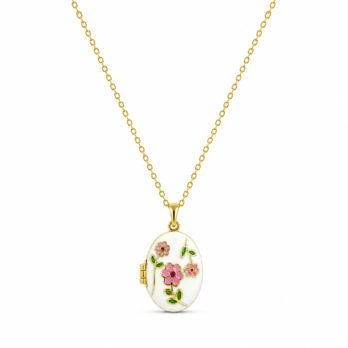 Stainless steel chain with colorful roses