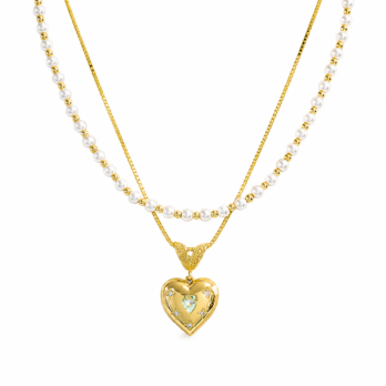 Two-tier stainless steel chain – Heart lobes