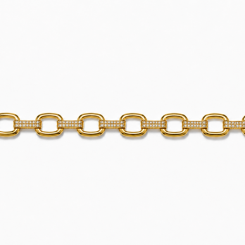Stainless steel bracelet with square rings and stones