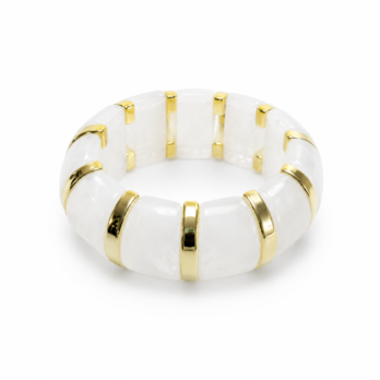 Wide Elastic Acrylic Resin Bracelet – white